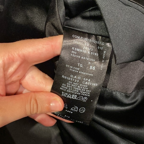 Giorgio Armani / black satin lapel ponte double breasted blazer jacket 56 IT XL - Picture 8 of 9